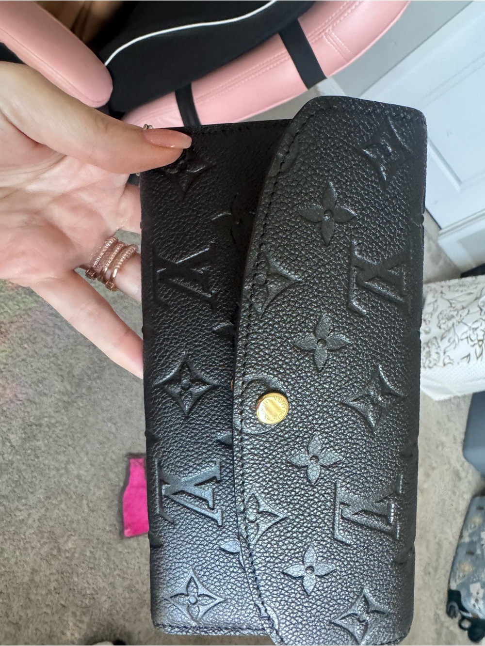 Louis Vuitton Black Monogram Embossed “hmm” on inside Wallet